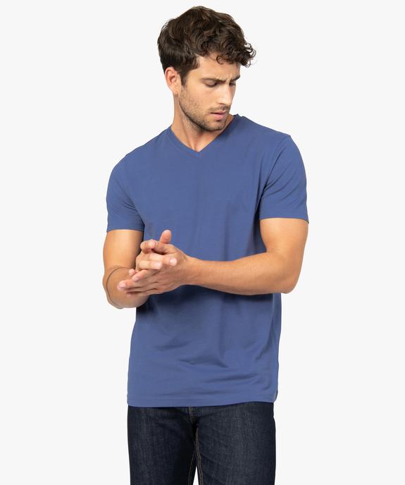 Tee-shirt homme à manches courtes et col V vue1 - GEMO (HOMME) - GEMO