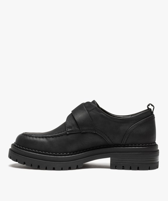 Derbies femme unis à bride à boucle et semelle crantée vue4 - GEMO (CASUAL) - GEMO