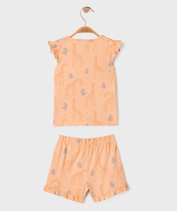 Pyjashort 2 pièces à motifs girafes bébé fille vue3 - GEMO 4G BEBE - GEMO