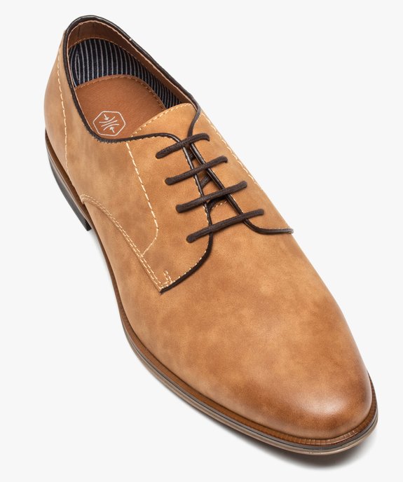 Derbies homme unis en matière mate fermeture lacets vue5 - GEMO(URBAIN) - GEMO