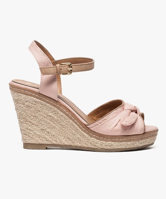 Sandales femme avec noeud et talon compensé en corde  vue1 - GEMO(URBAIN) - GEMO