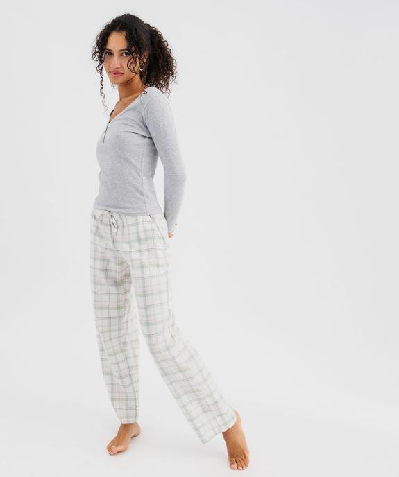 Haut de pyjama à manches longues en maille côtelée femme vue4 - GEMO 4G FEMME - GEMO