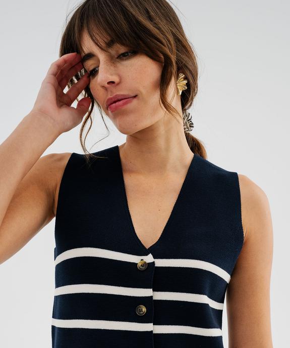 Gilet sans manches à rayures femme - LuluCastagnette vue3 - LULUCASTAGNETTE - GEMO