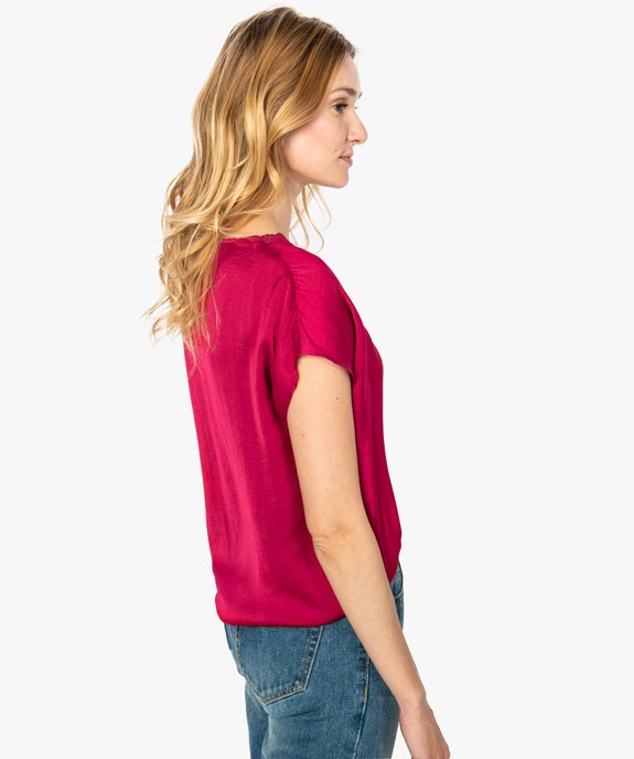 Blouse femme en satin à col V en dentelle vue3 - GEMO(FEMME PAP) - GEMO