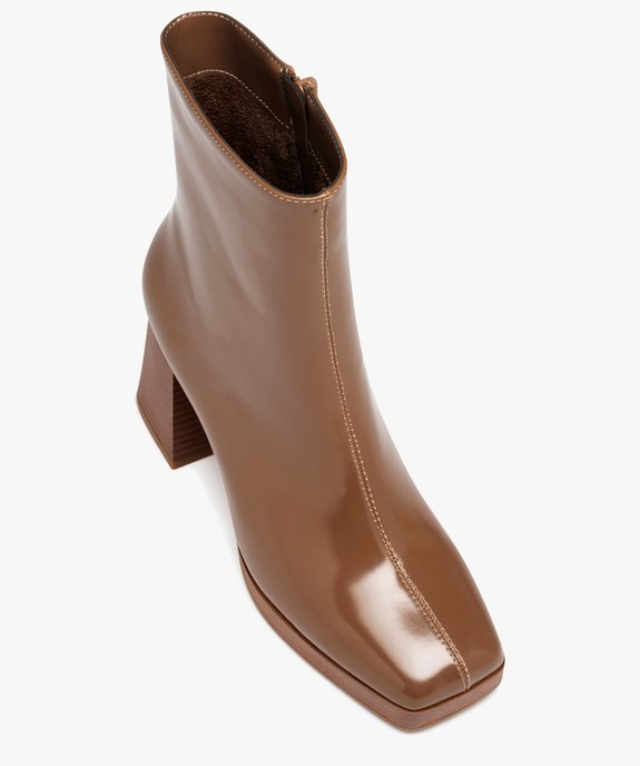 Boots femme vernies à talon et bout carrés vue5 - GEMO(URBAIN) - GEMO