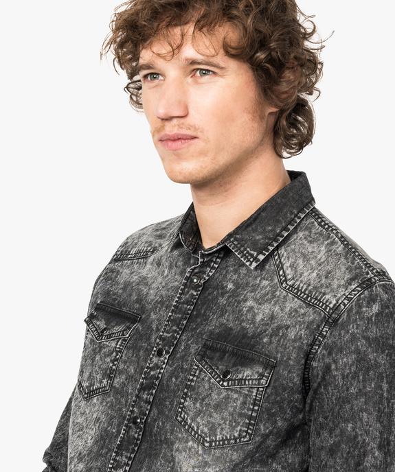 Chemise aspect jean délavé vue2 - GEMO (HOMME) - GEMO