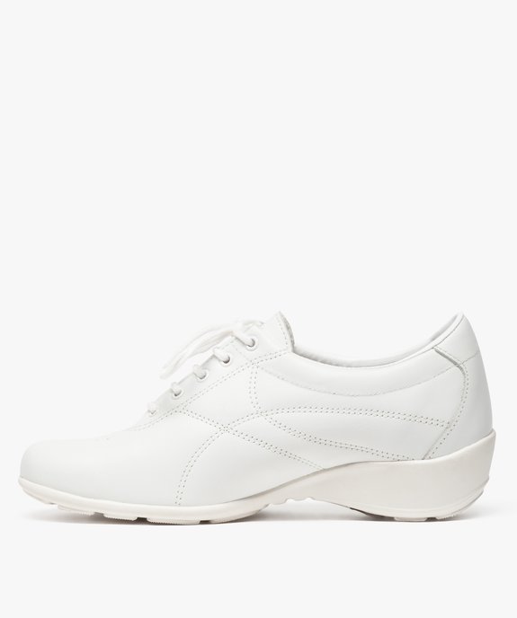 Derbies femme confort dessus cuir à talon compensé - Bopy vue3 - UMO - GEMO