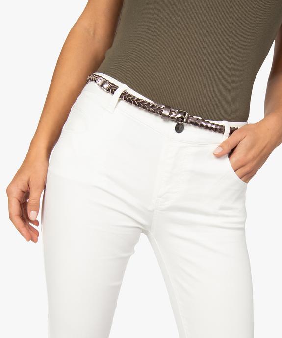 Pantacourt femme en stretch uni avec ceinture tressée vue2 - GEMO(FEMME PAP) - GEMO