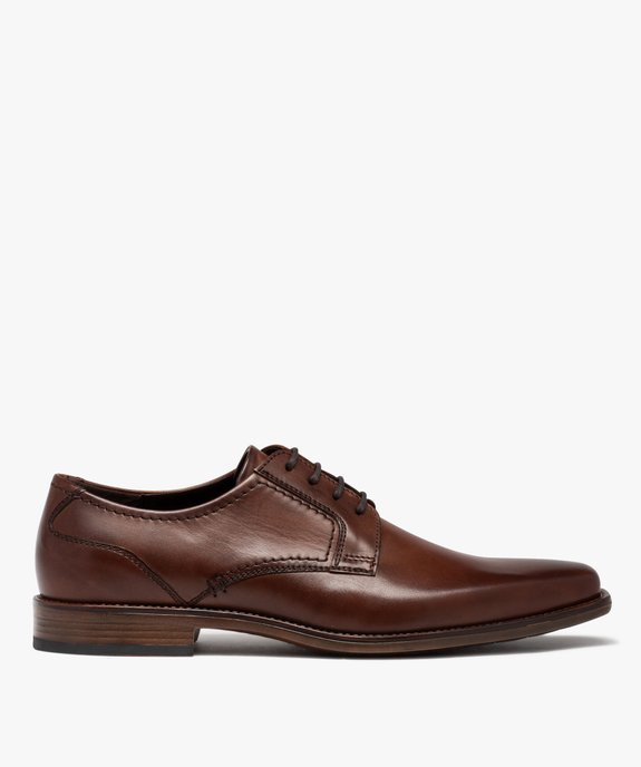 Derbies homme dessus cuir uni à bout carré - Tanéo vue1 - TANEO - GEMO