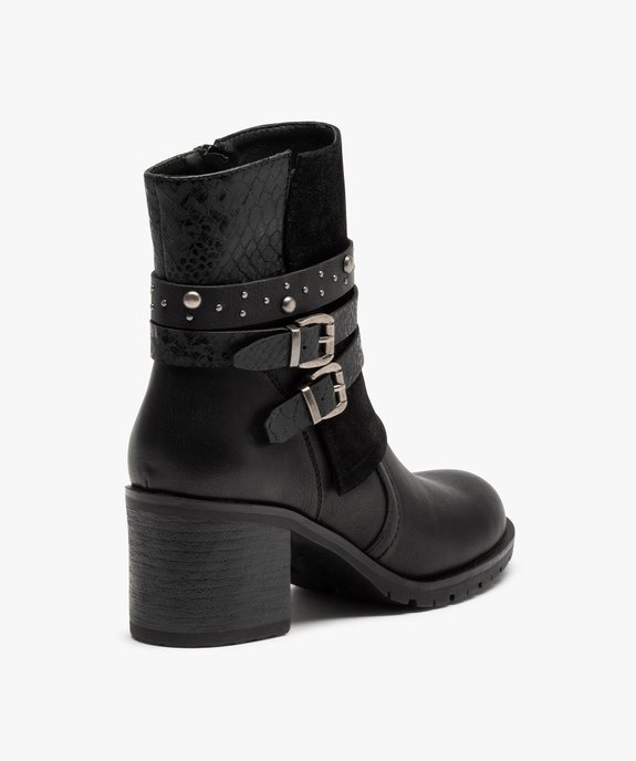 Boots femme à talon large et brides décoratives vue4 - GEMO(URBAIN) - GEMO