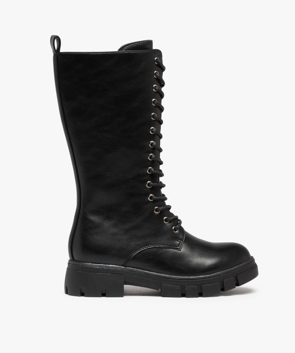 Bottes fille unies à semelle crantée fermeture lacets et zip vue1 - GEMO (ENFANT) - GEMO