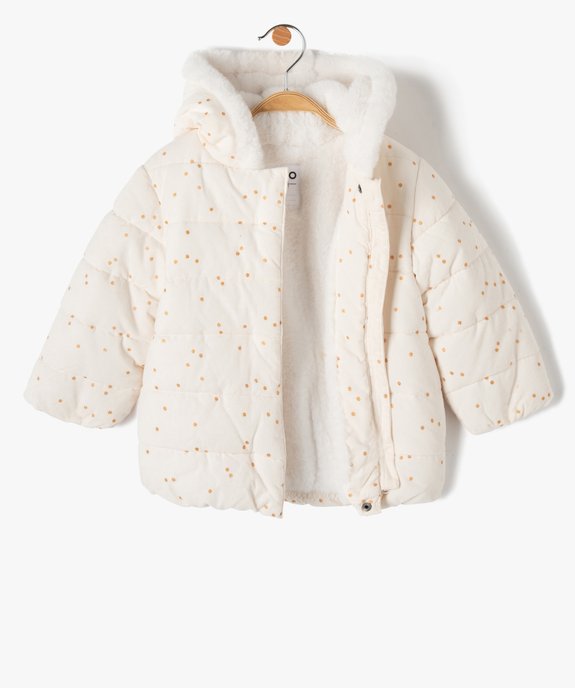 Parka bébé fille en velours côtelé à pois dorés avec écharpe douce vue2 - GEMO 4G BEBE - GEMO
