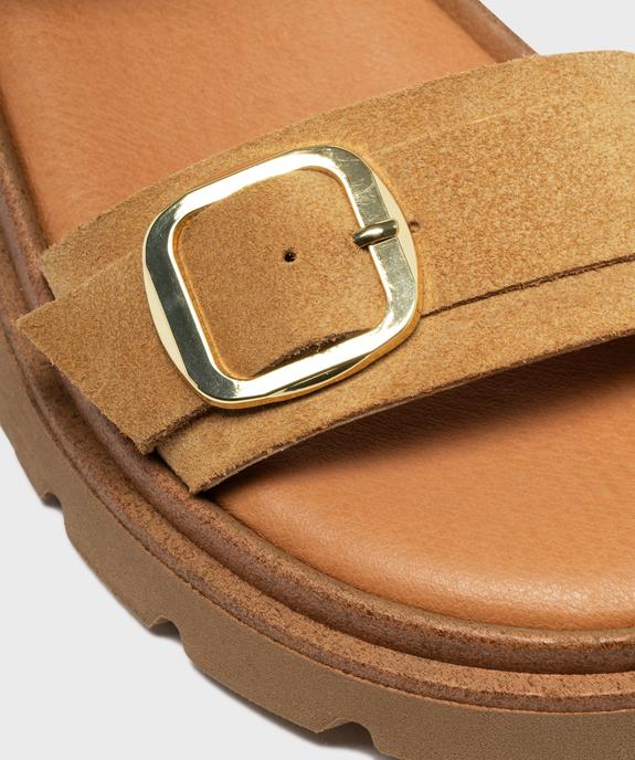 Sandales à semelle crantée dessus cuir femme - Tanéo vue6 - TANEO - GEMO