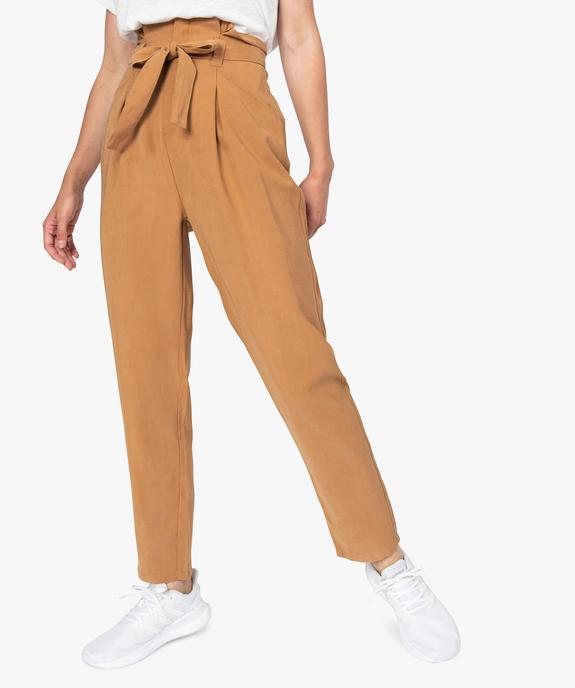 Pantalon femme coupe carotte taille haute vue1 - GEMO(FEMME PAP) - GEMO