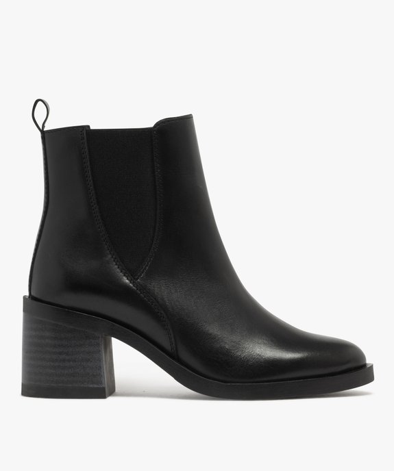 Bottines Chelsea en cuir à talon haut et large femme - Tanoo vue1 - TANEO - GEMO