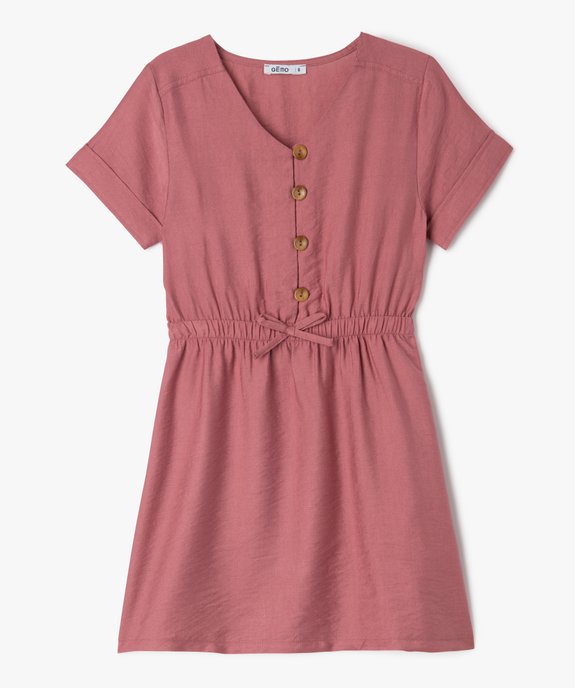 Robe à manches courtes et col V fille vue1 - GEMO (ENFANT) - GEMO