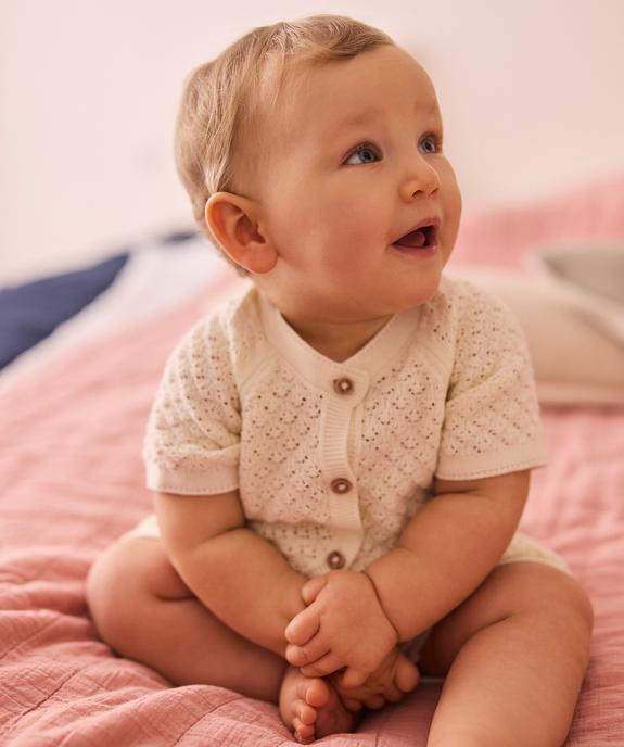 Combishort en coton façon crochet bébé fille - LuluCastagnette vue7 - LULUCASTAGNETTE - GEMO