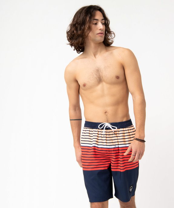 Short de bain homme à rayures vue1 - GEMO (PLAGE) - GEMO
