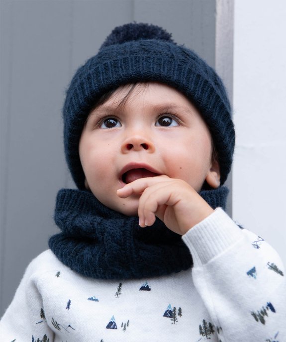 Bonnet en maille torsadée avec pompon bébé garçon vue6 - GEMO(BEBE DEBT) - GEMO