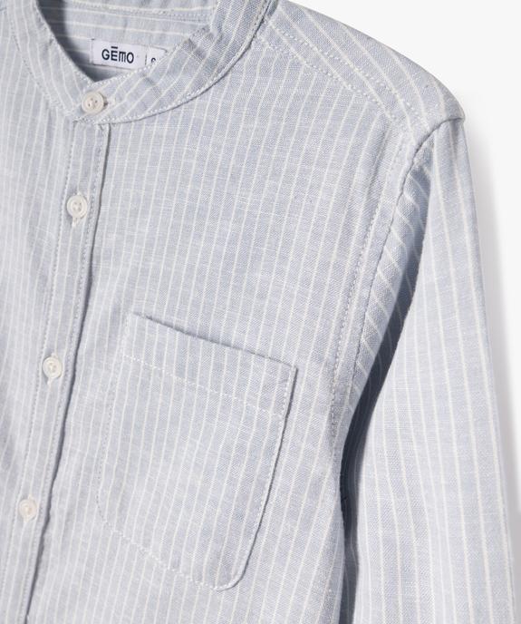 Chemise manches longues à col mao et rayures garçon vue7 - GEMO (ENFANT) - GEMO