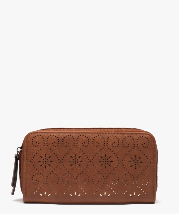 Portefeuille femme zippé avec motif ajouré vue1 - GEMO (ACCESS) - GEMO
