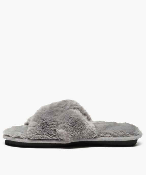 Mules d'intérieur femme en peluche avec brides croisées vue3 - GEMO(HOMWR FEM) - GEMO