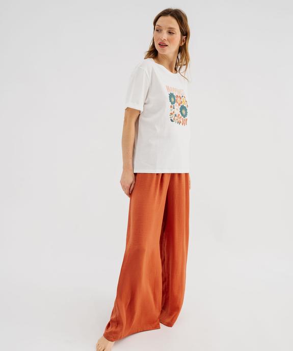 Pantalon de pyjama fluide en matière satinée femme vue4 - GEMO 4G FEMME - GEMO