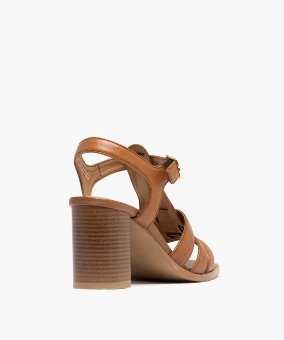Sandales à brides dessus cuir à talon haut femme - Tanéo vue4 - TANEO - GEMO