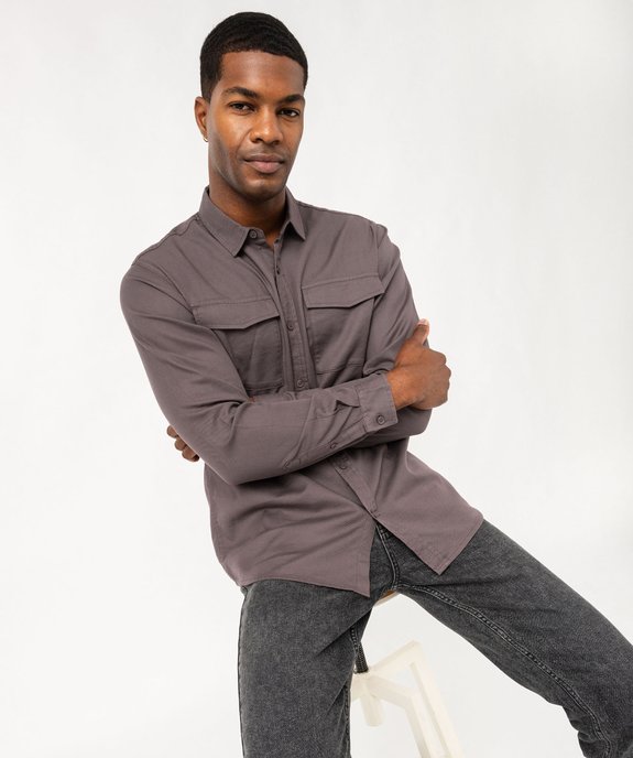 Chemise en coton avec poches poitrine homme vue1 - GEMO 4G HOMME - GEMO