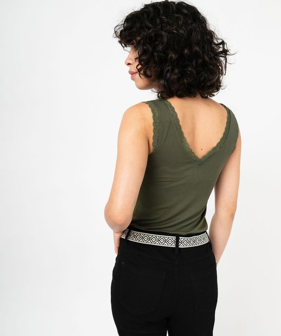 Débardeur avec col V en dentelle femme vue3 - GEMO 4G FEMME - GEMO