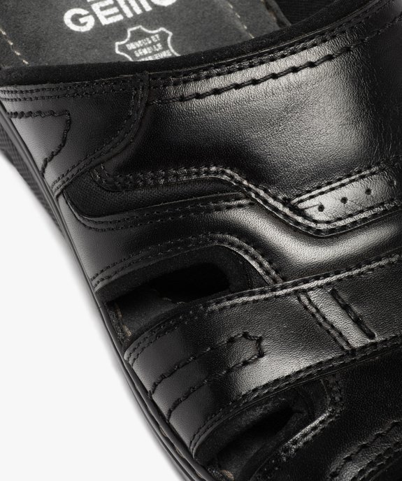 Sandales homme mules confort dessus cuir uni vue6 - GEMO (CASUAL) - GEMO