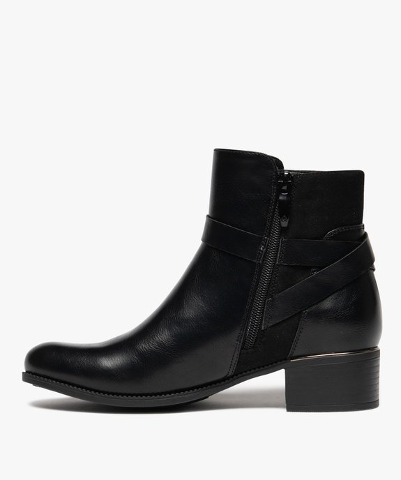 Boots femme à petit talon et bout amande avec brides fantaisie  vue4 - GEMO (CASUAL) - GEMO