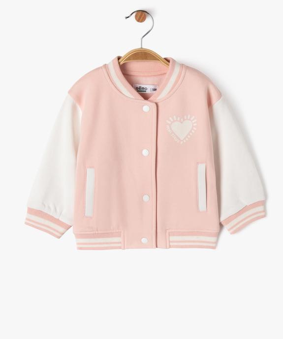 Sweat boutonné bicolore bébé fille - GEMO 4G BEBE Sweat boutonné bicolore bébé fille vue1 - GEMO 4G BEBE - GEMO
