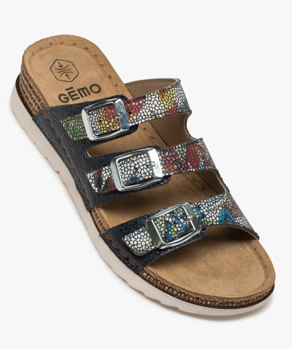 Sandales confort femme mules à talon compensé colorées vue5 - GEMO (CONFORT) - GEMO