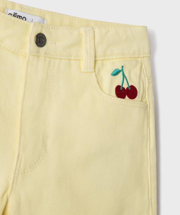 Bermuda ample en toile denim colorée fille vue3 - GEMO 4G FILLE - GEMO