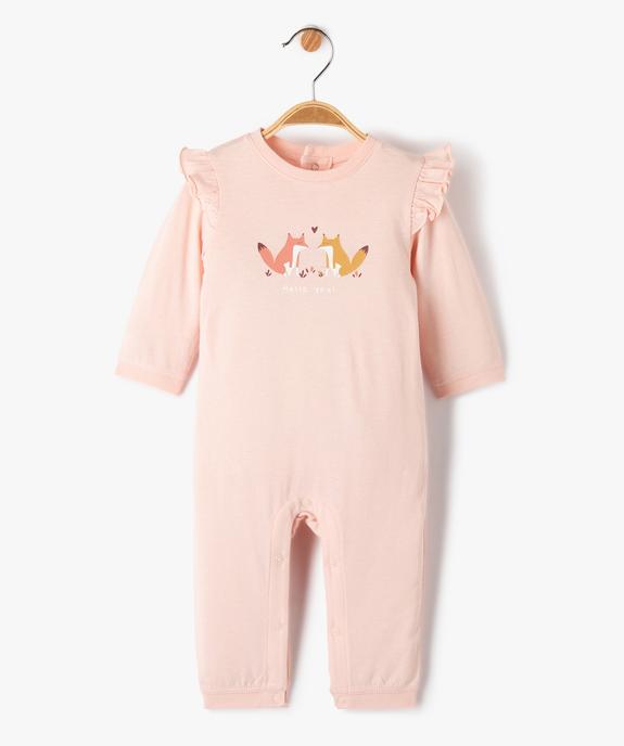 Combinaison bébé en jersey à épaules volantées et motif renards vue1 - GEMO(BB COUCHE) - GEMO