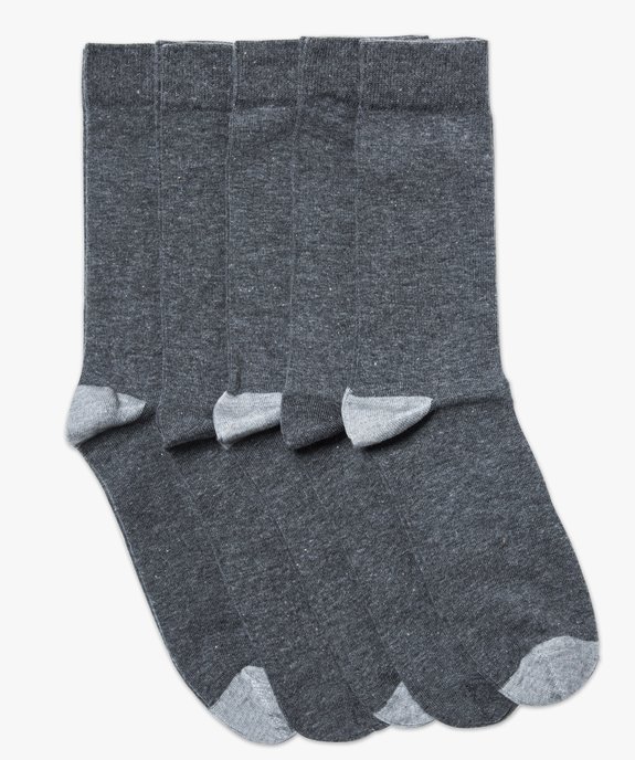 Lot de 5 paires de chaussettes hautes bicolores vue1 - GEMO 4G HOMME - GEMO