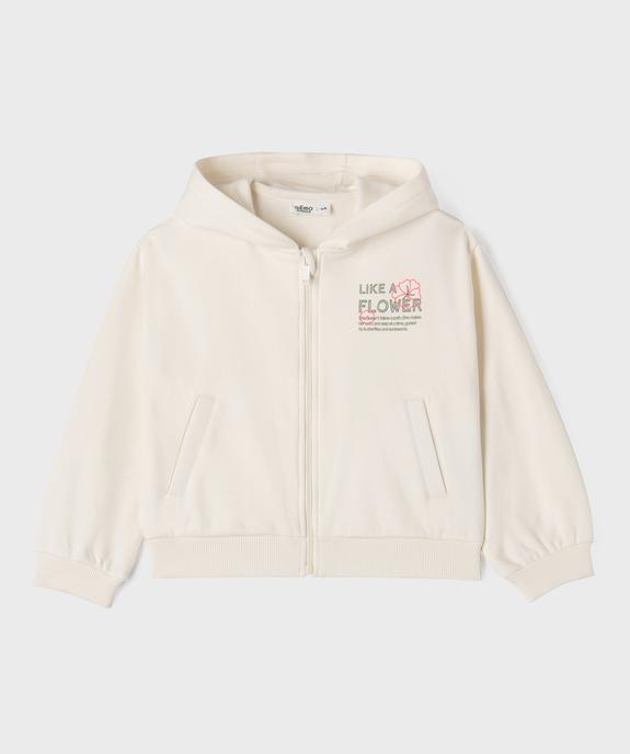 Sweat zippé à capuche imprimé devant et dos fille vue1 - GEMO 4G FILLE - GEMO