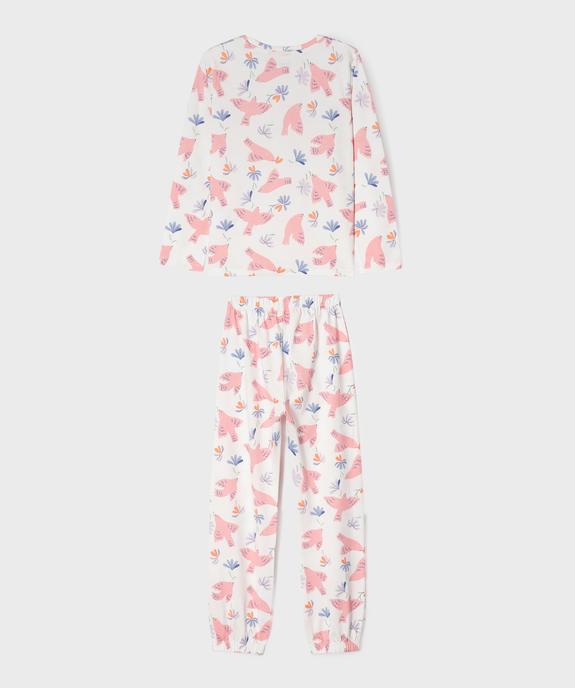 Pyjama en coton à motifs oiseaux fille vue4 - GEMO 4G FILLE - GEMO