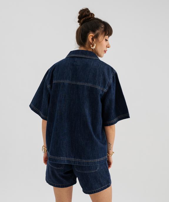 Veste en jean à coupe ample et manches courtes femme  vue3 - GEMO 4G FEMME - GEMO