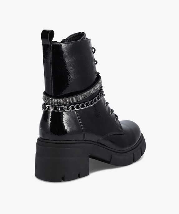 Bottines femme rock vernies avec brides métalliques vue4 - GEMO(URBAIN) - GEMO