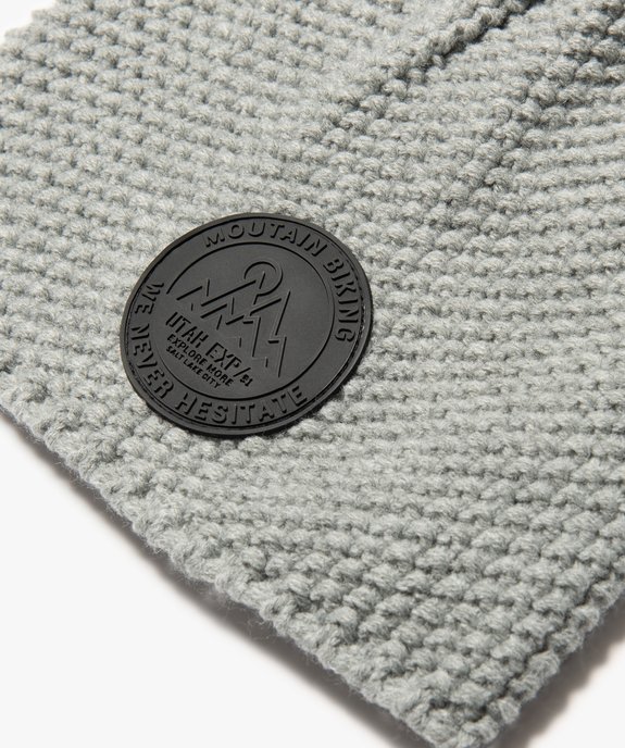Bonnet homme uni à pompon et maille fantaisie vue2 - GEMO (ACCESS) - GEMO