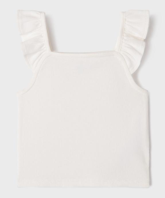 Débardeur court en maille côtelée avec bretelles à volants fille vue1 - GEMO 4G FILLE - GEMO