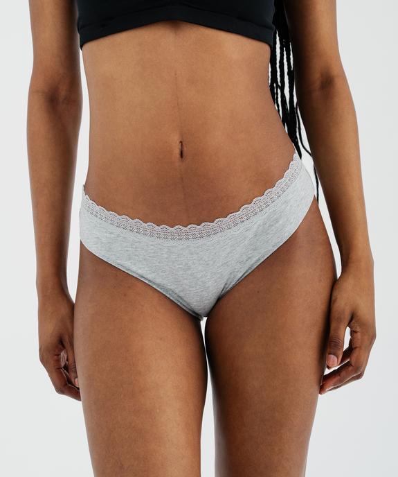 Culotte en coton stretch à ceinture dentelle élastique femme (lot de 2) vue1 - GEMO 4G FEMME - GEMO