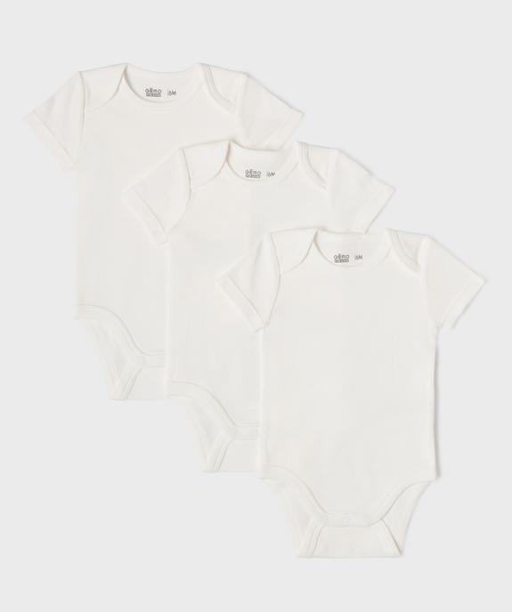 Body à manches courtes unis bébé (lot de 3) vue1 - GEMO 4G BEBE - GEMO