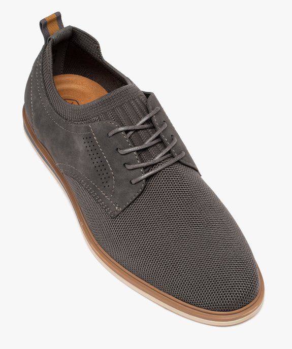 Derbies homme unis à col scratch avec détail en suédine vue5 - GEMO(URBAIN) - GEMO