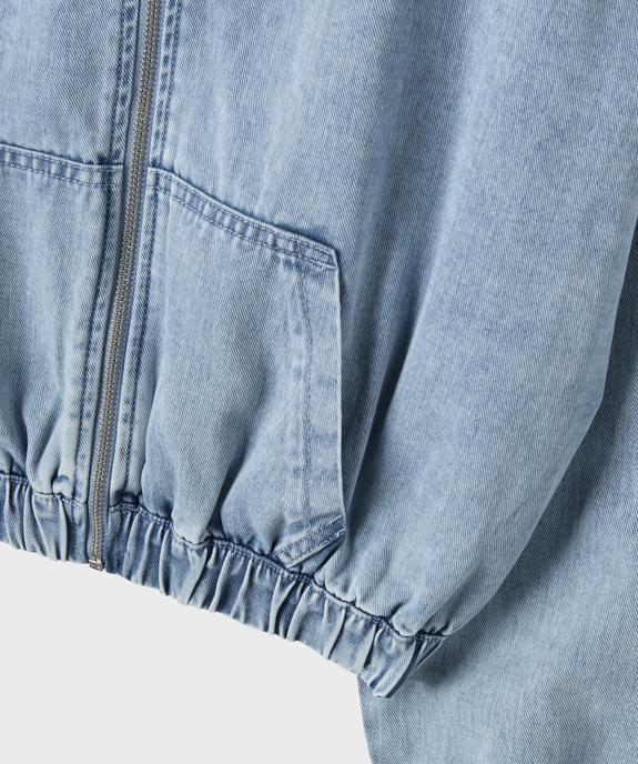 Veste en jean à capuche fermeture zippée fille vue2 - GEMO (JUNIOR) - GEMO