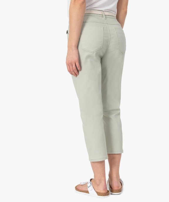 Pantacourt femme  en toile extensible avec ceinture tressée vue3 - GEMO(FEMME PAP) - GEMO