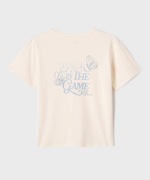 Tee-shirt manches courtes imprimé dos fille vue3 - GEMO 4G FILLE - GEMO