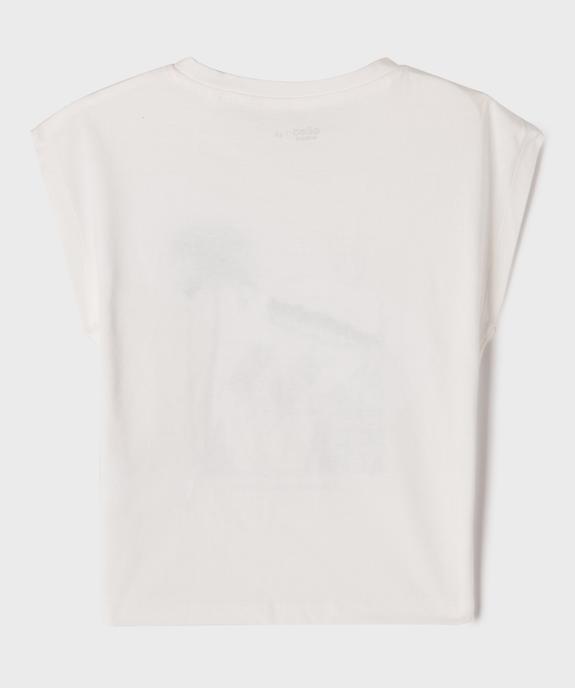 Tee-shirt manches courtes avec motif poitrine et dos fille vue4 - GEMO 4G FILLE - GEMO